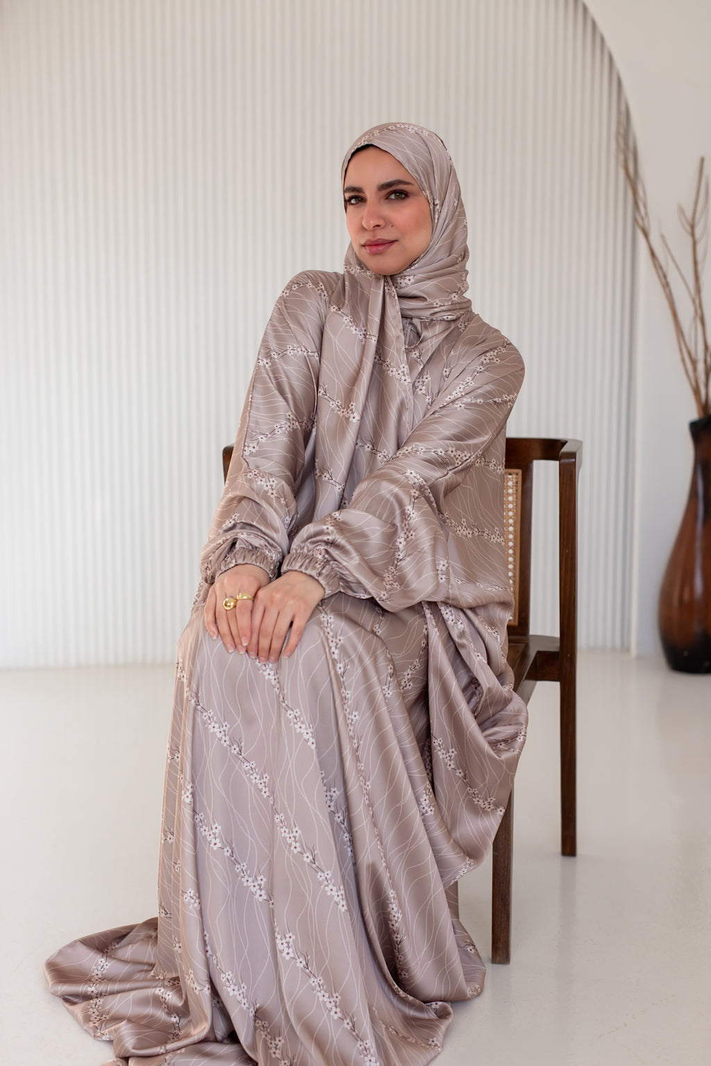 White Flowers on Beige